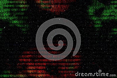 Virtual space. The matrix is â€‹â€‹digital color. The universe is a simulation. Modeling computer binary code Stock Photo